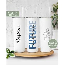 custom name blue future nurse tumbler gift - student nurse cup for daughter - nursing grad gift - cute cup for student n