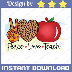 peace love teach png, apple peace love teach png, teal apples teacher sublimation download png, sublimation download, te