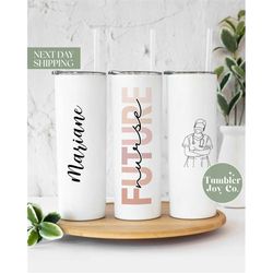 custom name pink future nurse tumbler gift - student nurse cup for daughter - nursing grad gift - cute cup for student n