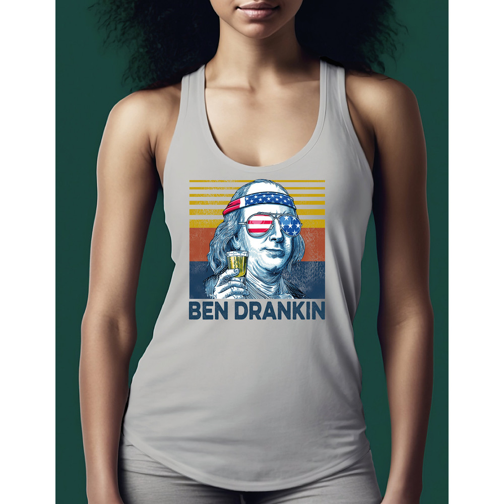 Ben Drankin  Racerback Tank, Independence Day Crop Top Tank,  Benjamin Franklin Crop Tank, 4th of July Raceback, USA Top Tank G-421 - 2.jpg