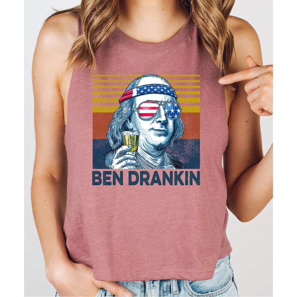 Ben Drankin  Racerback Tank, Independence Day Crop Top Tank,  Benjamin Franklin Crop Tank, 4th of July Raceback, USA Top Tank G-421 - 3.jpg