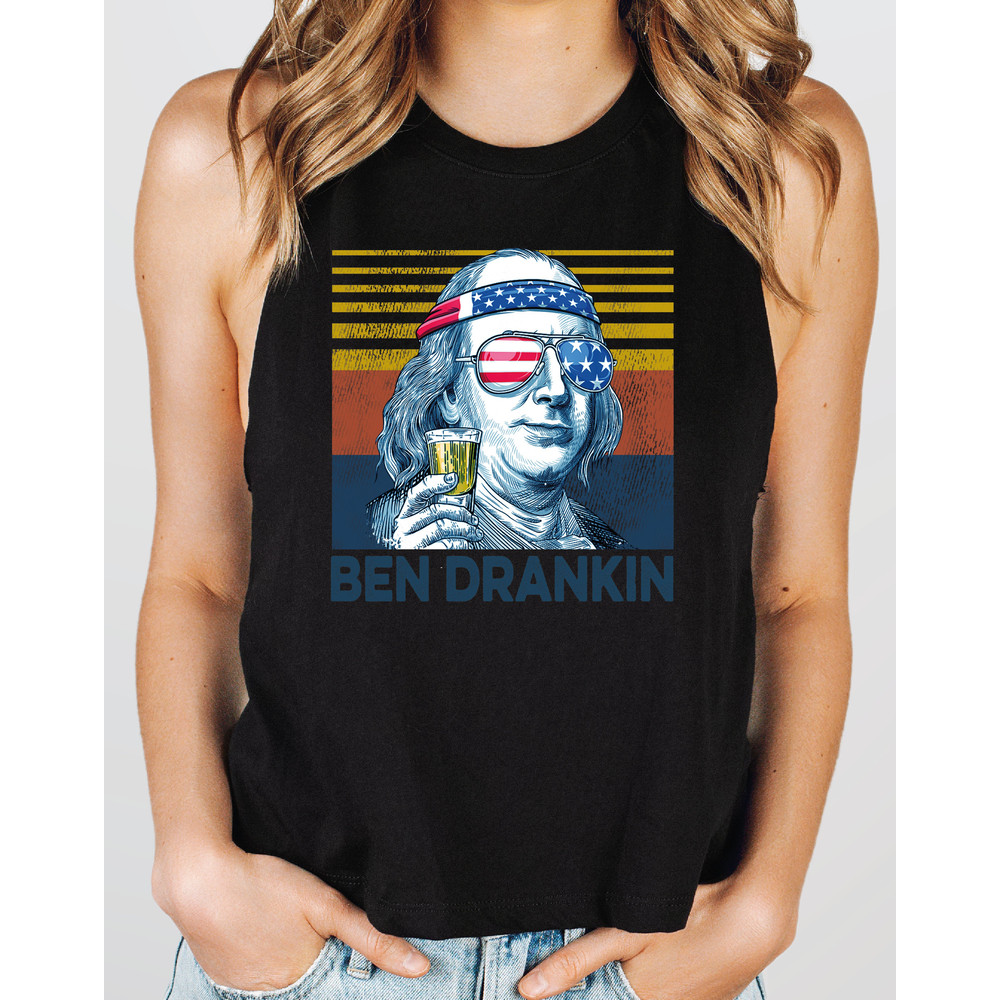 Ben Drankin  Racerback Tank, Independence Day Crop Top Tank,  Benjamin Franklin Crop Tank, 4th of July Raceback, USA Top Tank G-421 - 4.jpg