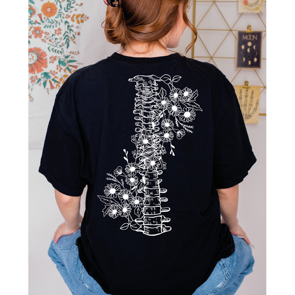 Grow Through It Comfort Colors Shirt,Floral Spine Shirt, Botanical Spine Tshirt, Scoliosis, Ankylosing Spondylitis, Ehlers-Danlos Gift-459 - 2.jpg