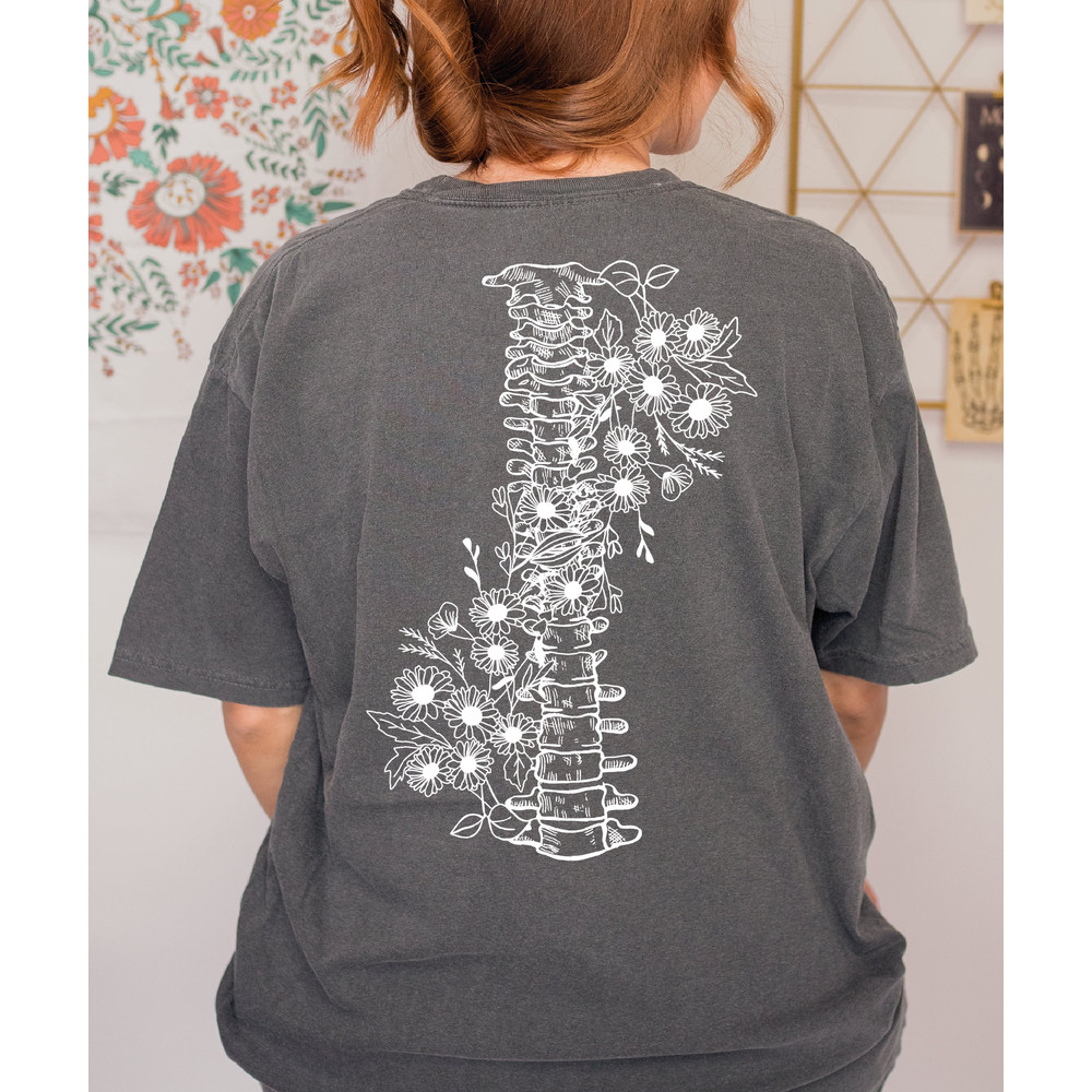 Grow Through It Comfort Colors Shirt,Floral Spine Shirt, Botanical Spine Tshirt, Scoliosis, Ankylosing Spondylitis, Ehlers-Danlos Gift-459 - 3.jpg