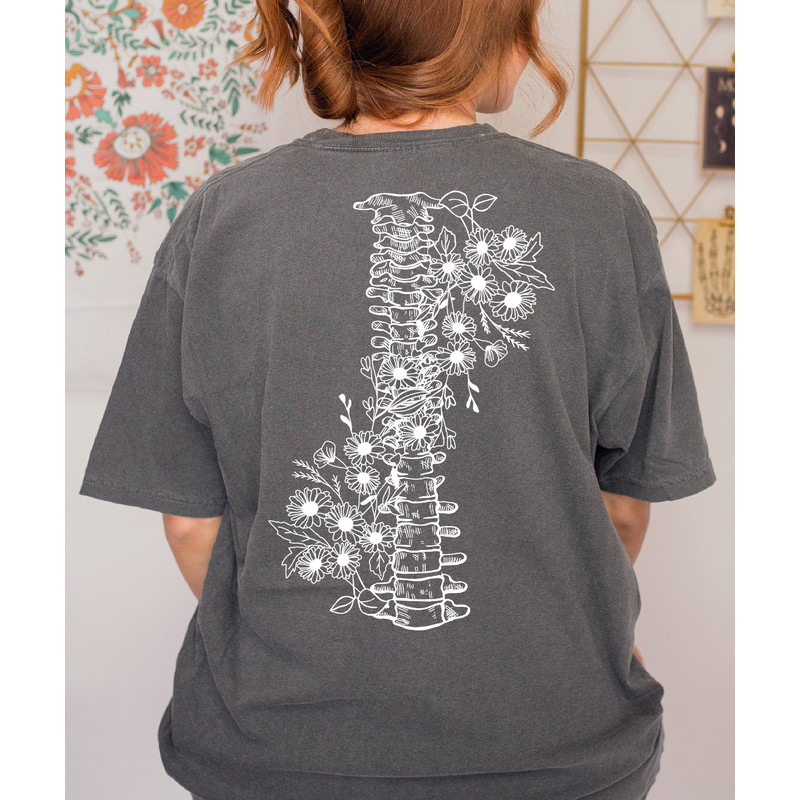 Grow Through It Comfort Colors Shirt,Floral Spine Shirt, Botanical Spine Tshirt, Scoliosis, Ankylosing Spondylitis, Ehlers-Danlos Gift-459 - 3.jpg