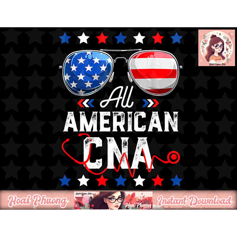 All American CNA Life American Flag Sunflower 4th Of July png, instant download.jpg