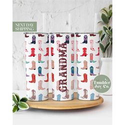 grandma cowgirl tumbler for mother's day - western, country grandmatumbler gift - cowgirl grandma travel, to go cup t-33