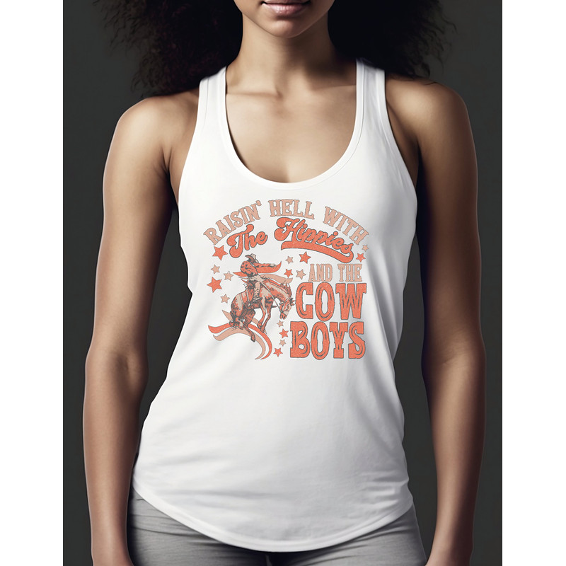 Raisin Hell With The Hippies and the Cowboys Racerback Tank,  Western Crop Top Tank, Vintage Country Concert Racerback, Gift-412 - 3.jpg