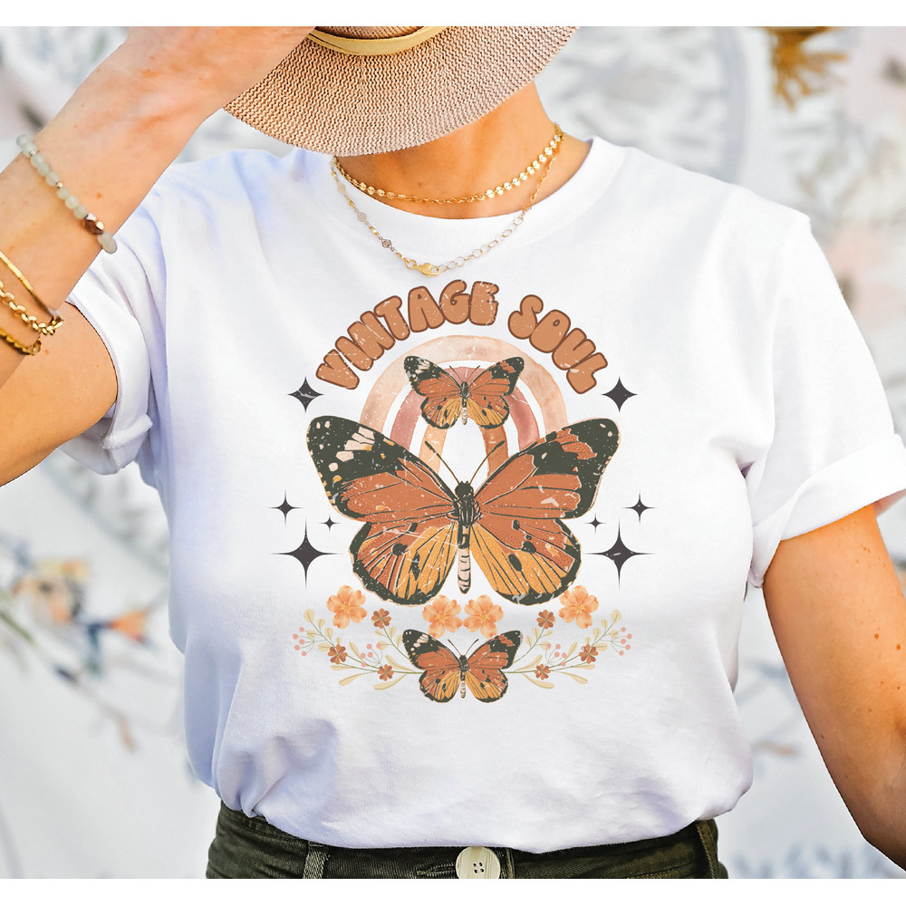 Vintage Soul Butterfly Shirt, Vintage Soul Floral T-Shirt, Boho Floral Butterfly Shirt Gift-417 - 1.jpg