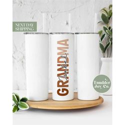 custom name earth tone grandma tumbler for mother's day - gift for best grandma - grandma travel to go cup - grandma tum