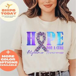 hope for cure alzheimers awareness shirt, alzheimer's support shirt, alzhiemer's awareness month shirt, alzheimers gift,