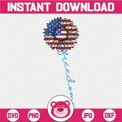 patriotic sunflower freedom svg, 4th of july svg, american flag svg, usa svg dxf eps, america svg, girls, memorial day,