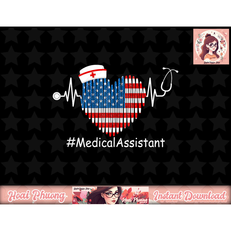American Flag Heartbeat Medical Assistant Patriotic 4th July png, instant download.jpg