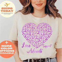 love support advocate shirt, purple ribbon shirt, alzheimer awareness shirt, pancreatic cancer shirt, thymoma cancer shi