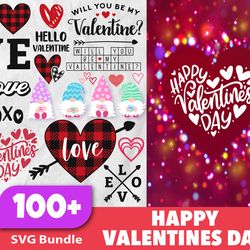 100 happy valentines bundle svg, trending svg, valentines day