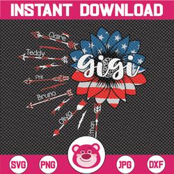personalized names gigi with children sunflower and arrow usa, personalized svg, grandma mimi gigi ,cricut,digital downl