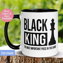 Black King Mug, Most Powerful Piece In The Game, Dad Mug, African American Man Gift, Black Men Coffee Cup, Birthday Gift