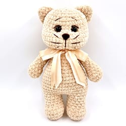 soft plush cat, handmade stuffed toy, knitted animal, crochet kitten for a child, gift for a cat lover, mother's day gif