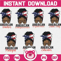 4th of July svg Bundle Afro Black Girl Mom Bun Hair Sunglasses Headband Mom Life, Messy Bun Hair svg files for cricut, s