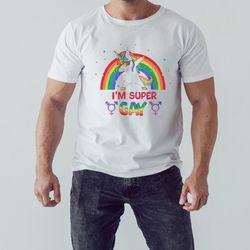 i am super gay cute gay unicorn shirt, unisex clothing, shirt for men women, graphic design, unisex shirt