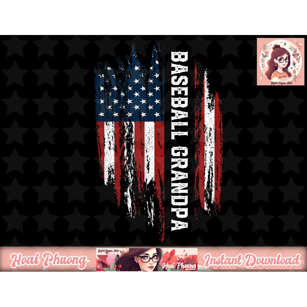 Baseball Grandpa American Flag Grandson Papa 4th Of July png, instant download.jpg