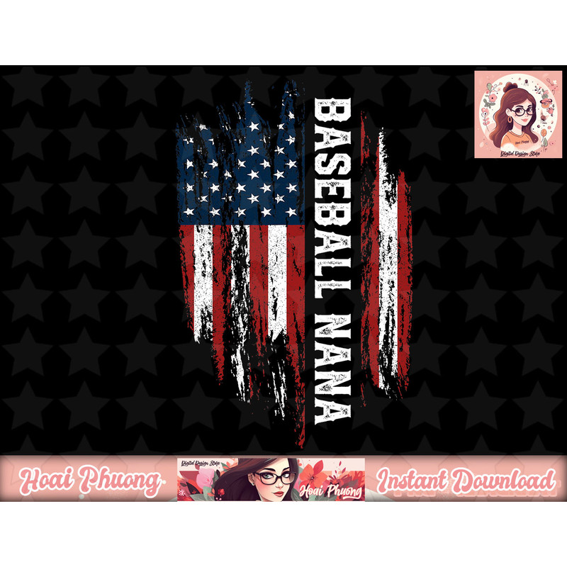 Baseball Nana American Flag Grandma Grandson 4th Of July png, instant download.jpg