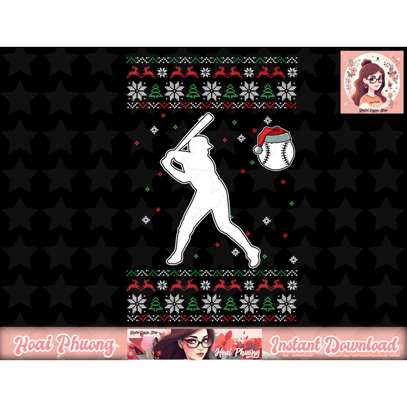 Baseball Player Christmas Cool Ugly X-Mas Pajama Boys Kids png, instant download.jpg