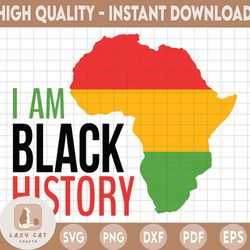 I am Black History SVG, African American SVG, Africa Map, Fingerprint Png, Month, Cricut Design, Silhouette, Sublimation