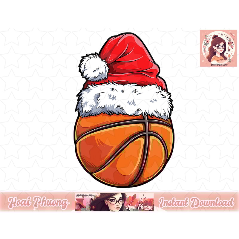 Basketball Christmas Ball Santa Hat Xmas Boys Men Sport png, instant download (2) copy.jpg