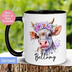 personalized cow mug, custom name mug, name mug personalized, cow lover gift, farm animal coffee mug, cute colorful cow