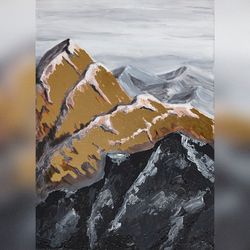modern painting interior acrylic painting mountain abstract painting golden mountain painting home gold painting 3d art