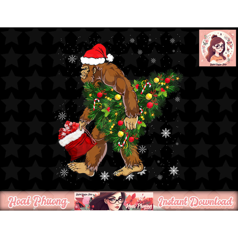bigfoot carrying christmas tree sasquatch believer pajama copy.jpg