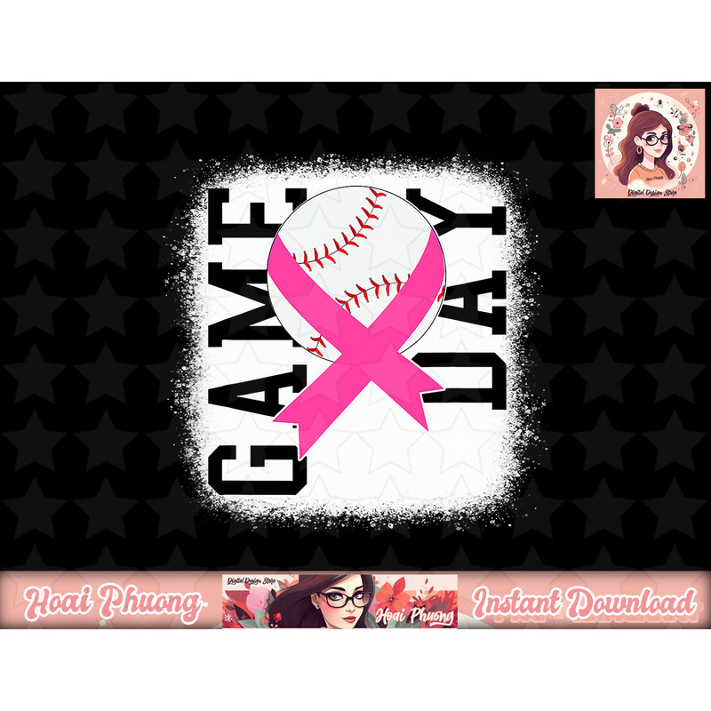 Bleached Game Day - Breast Cancer Awareness Pink Baseball png, instant download.jpg