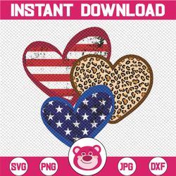 leopard american flag hearts shirt 4th of july cute graphic png - instant download - png printable - digital print desig