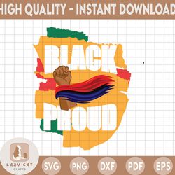 black and proud fist svg, png jpeg text file, cricut or silhouette cutting file, african american art, ethnic
