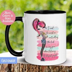 office mug, dealing with stupid people, work mug,  red hair, customize hair & skin tone, blonde black brown funny mug, c