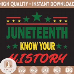 Juneteenth African Know Your History SVG DXF Cricut Cut File for Silhouette or Cricut Design Space