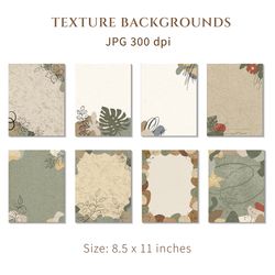 Collection consists of premade texture backgrounds in natural colors in JPG format, 300 dpi, size 11 x 8,5 inches
