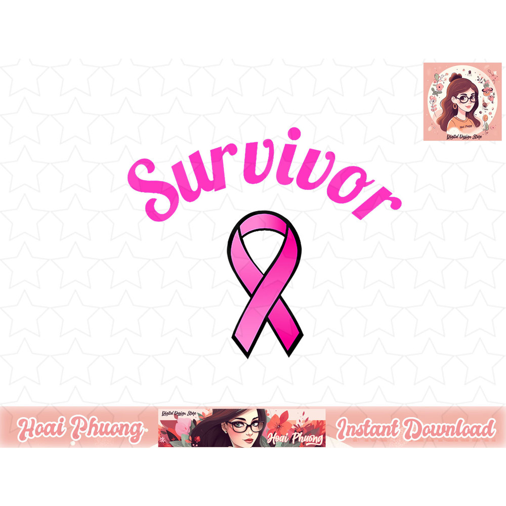 Breast Cancer Awareness Pink Ribbon Survivor Gift Design png, instant download.jpg