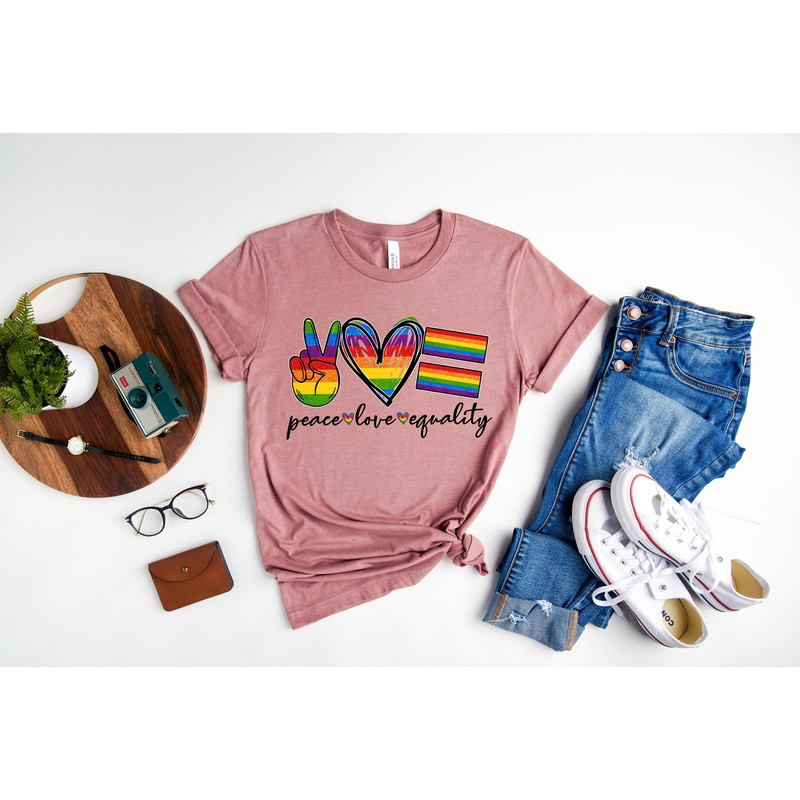 Peace Love Equality Shirt, Rainbow Flag Shirt, Gay Pride Shirt, Pride Month Shirt, Gay Rights Shirt, Gay Rainbow Shirt, Pride Shirt - 1.jpg