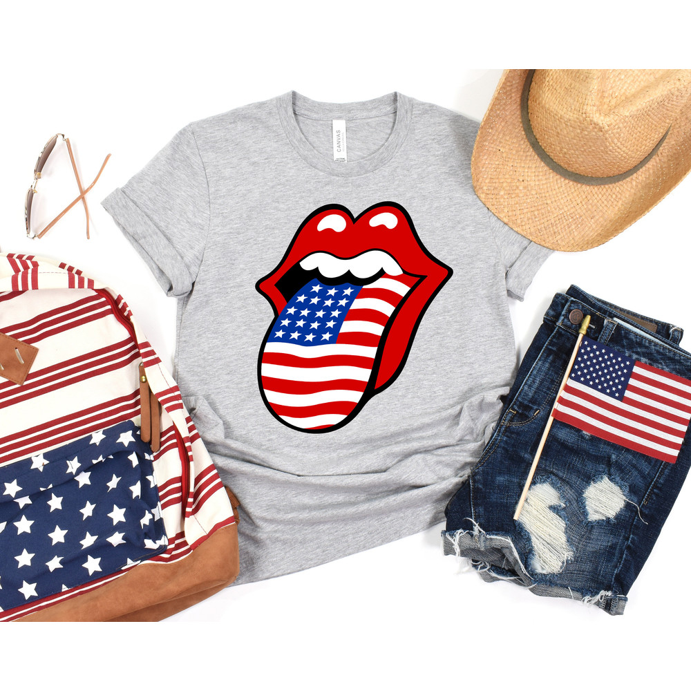 USA Rolling Tongue Shirt, Red White and Blue Tongue T-Shirt, 4th Of July Shirt, Tongue Shirt, Independence Day Shirt, Patriotic Family Shirt - 2.jpg