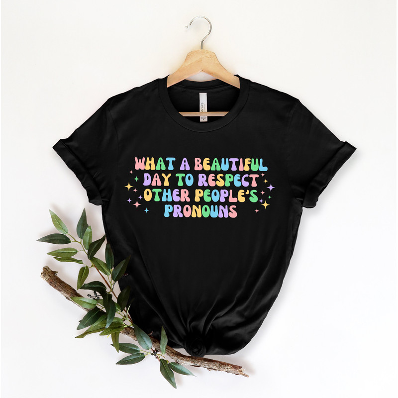 What A Beautiful Day to Respect Other People's Pronouns Shirt,Gay Rights T-Shirt,Human Rights Shirt,Equality T-Shirt,LGBTQ+ Shirts,Pride Tee - 2.jpg