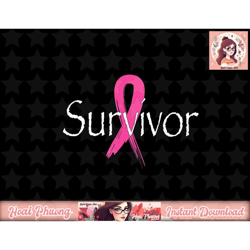 Breast Cancer Survivor Pink Ribbon Awareness Month png, instant download.jpg
