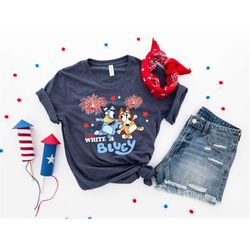 red white and bluey shirt, bluey bingo shirt, bluey 4th of july shirt, independence day shirt, retro america shirt, amer