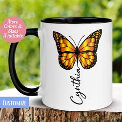 Personalized Monarch Butterfly Name Mug, Custom Name Mug, Name Mug, Custom Coffee Mug, Personalized Coffee Mug, Cute Hap
