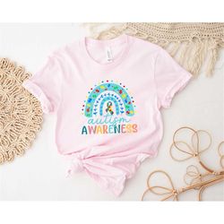 autism awareness rainbow shirt, autism shirt, blue rainbow puzzle shirt, autism awareness shirt, we wear blue for autism