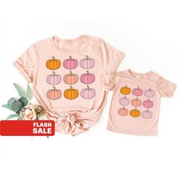pink pumpkin patch shirt, mommy and me outfots, toddler halloween costume girl