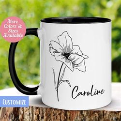 personalized flower name mug, custom name mug, name mug, custom coffee mug, personalized coffee mug, flower mug, 050 zeh
