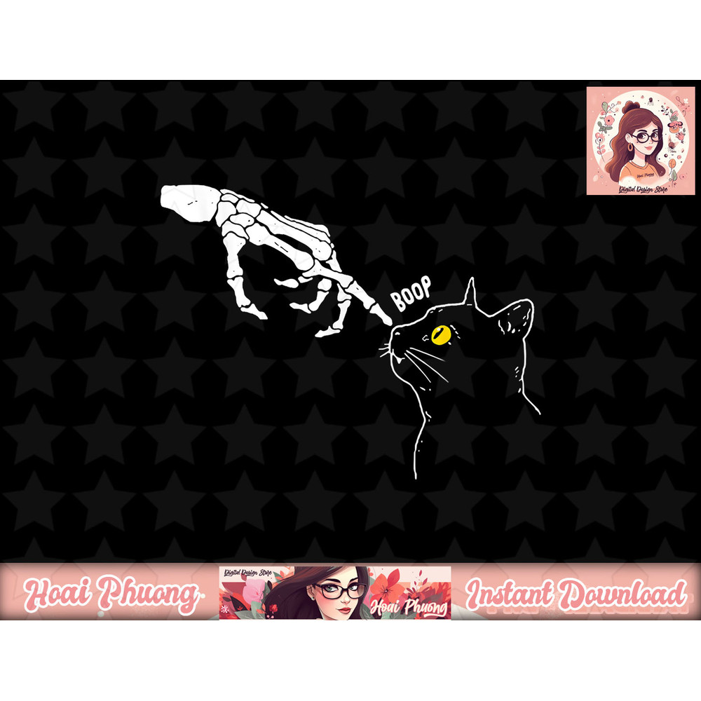 Cat Black Lover Skeleton Hand Boop Funny Halloween 2022 png, instant download.jpg