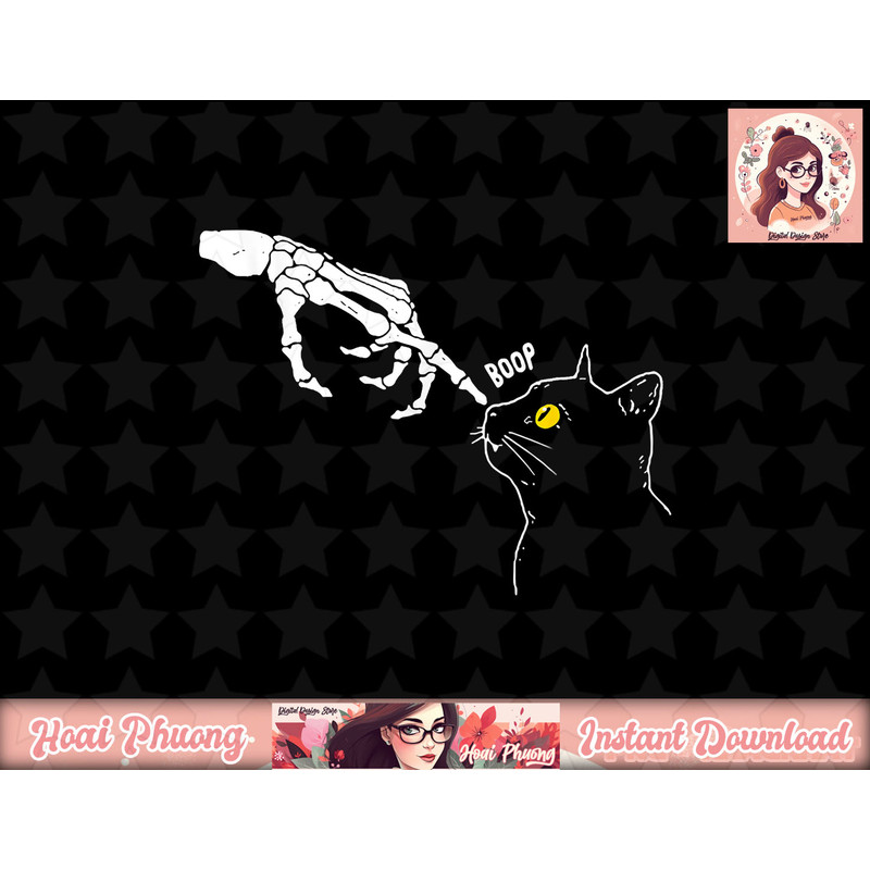 Cat Black Lover Skeleton Hand Boop Funny Halloween 2022 png, instant download.jpg